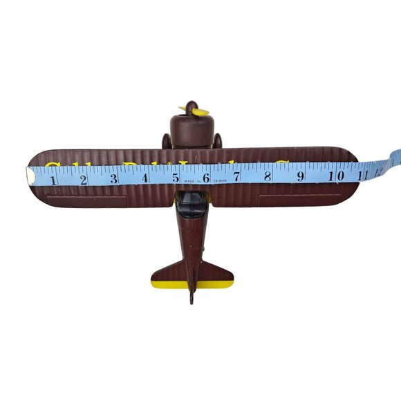 Vintage Stearman Bi-Wing Bank Die Cast Airplane Golden Rule Lumber Liberty Promo - Picture 10 of 11